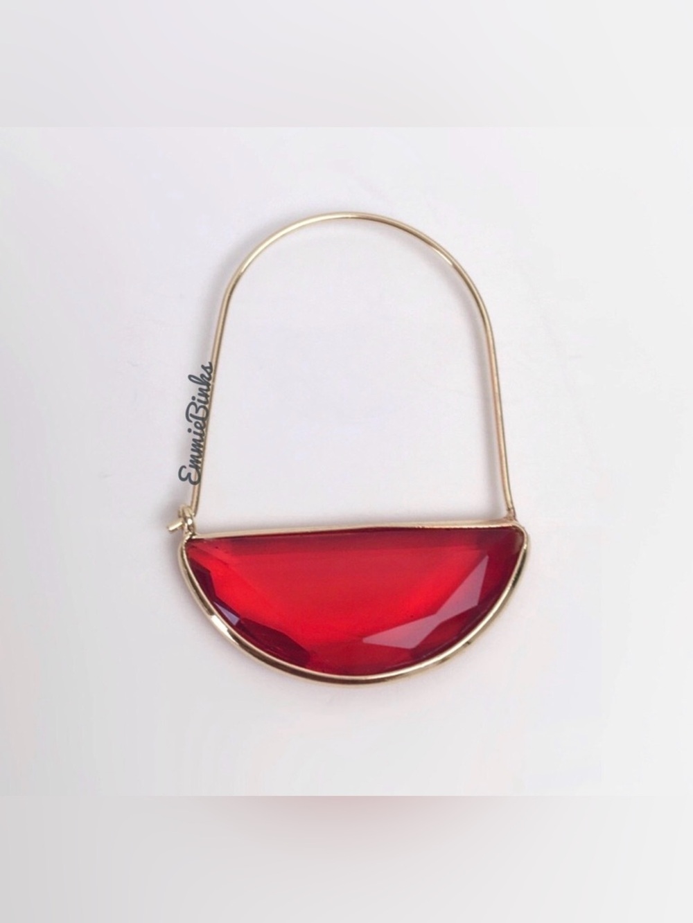✨3for$38 New Red Anthro Glass Crescent Hoop Earrings -Glass Dangle Earring Hoops - Picture 7 of 15
